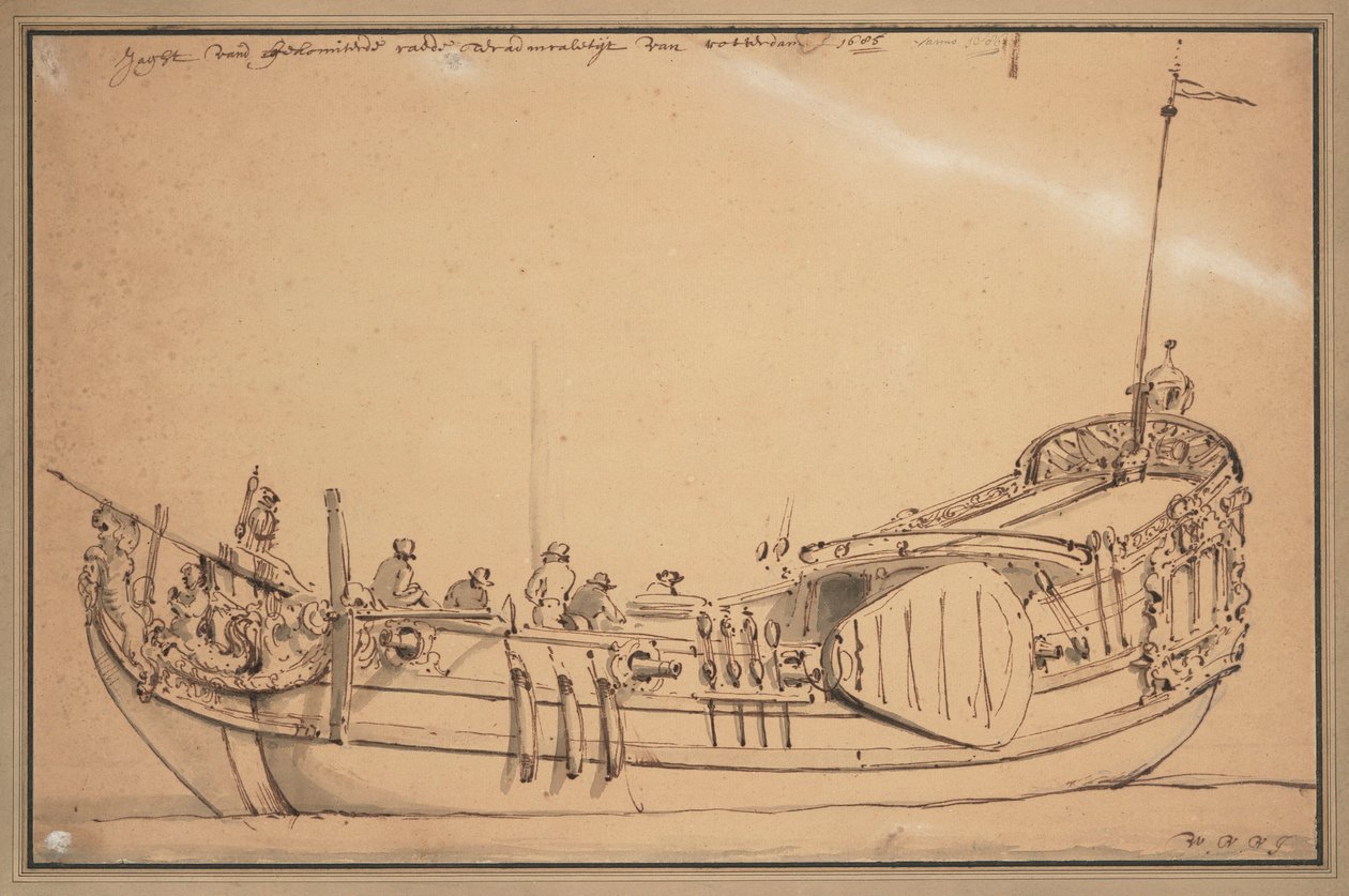 Yacht tillhörande Amiralitetet av Maas av Willem van de Velde the Younger