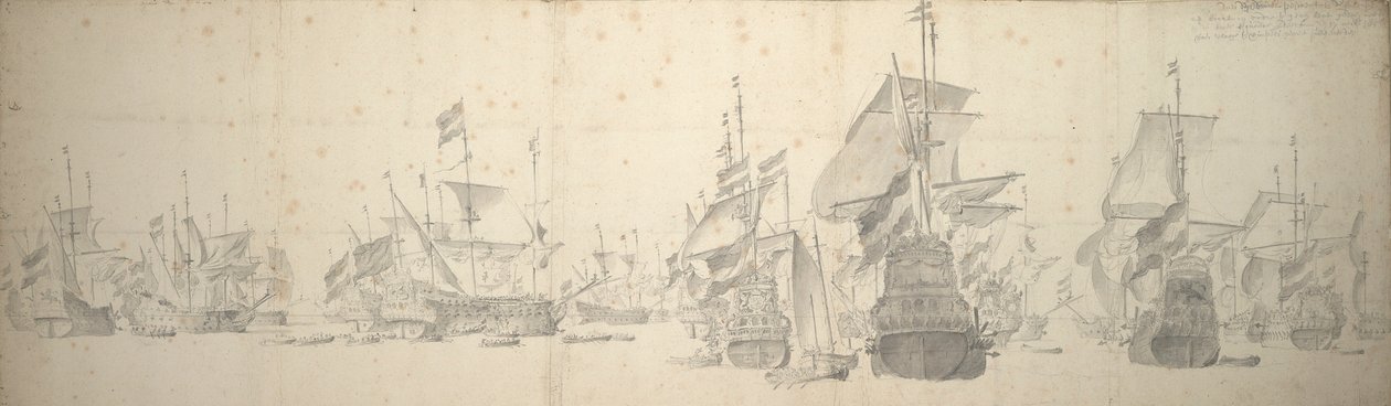 Krigsråd i den nederländska flottan utanför Terschelling, 7-17 oktober 1658 av Willem van de the Elder Velde