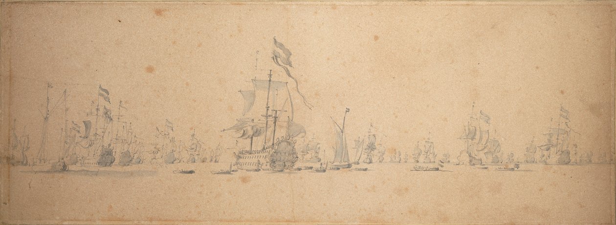 Ett krigsråd i den holländska flottan av Willem van de the Elder Velde