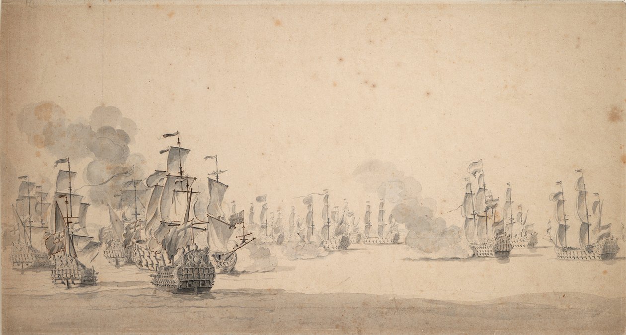 Beach och van Ghents åtgärder av Willem van de the Elder Velde
