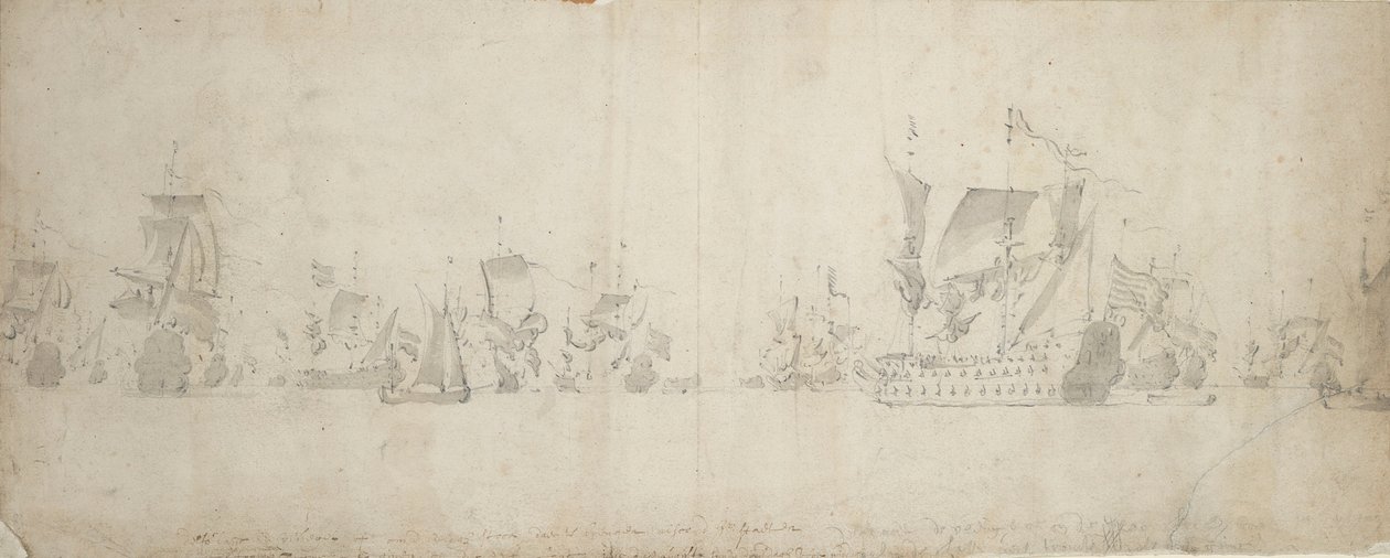 Nederländska flottan efter krigsrådet, 8-18 augusti 1665 av Willem van de the Elder Velde