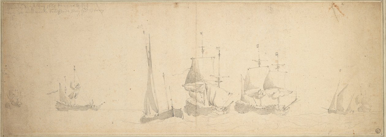 Holländska fartyg i en sjö, 28 maj-7 juni 1665 av Willem van de the Elder Velde
