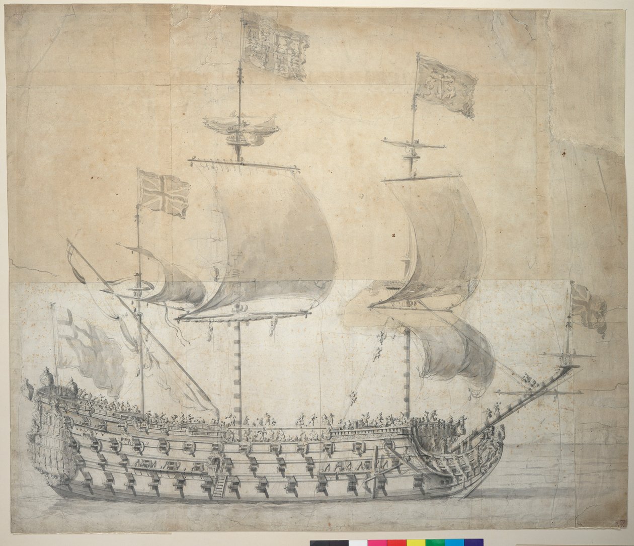 HMS Britannia (ritning) av Willem van de the Elder Velde