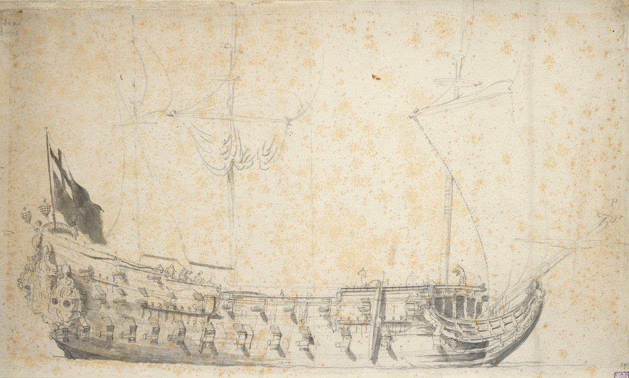 Porträtt av "Essex", ca 1660 (grafit, grå tvätt) av Willem van de the Elder Velde