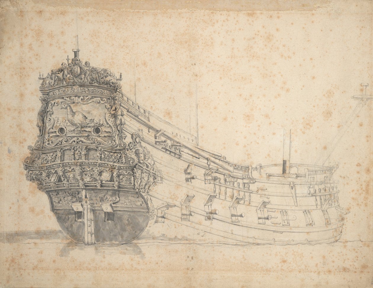 Porträtt av "Fazant", ca 1655 (grafit, grå tvätt) av Willem van de the Elder Velde