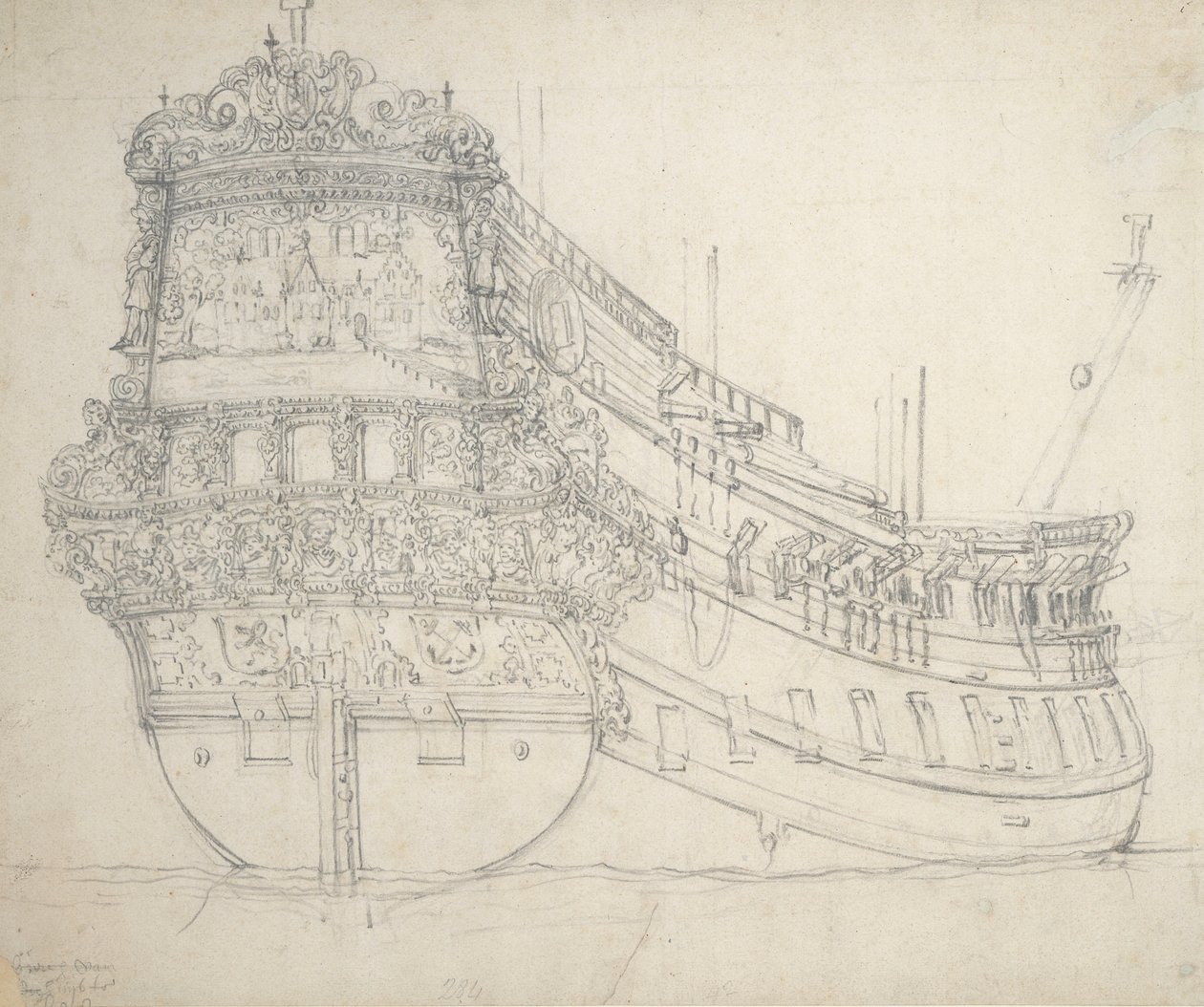 Porträtt av "Hilversum", ca 1655 (grafit) av Willem van de the Elder Velde