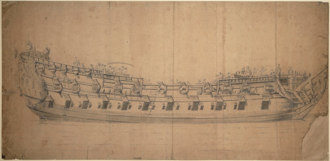 Porträtt av "Tigern" (1647), ca 1681 (grafit, grå lav) av Willem van de the Elder Velde