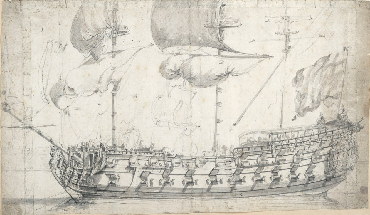 Porträtt av "Tigern" (1678), ca 1681 (grafit, grå lav) av Willem van de the Elder Velde