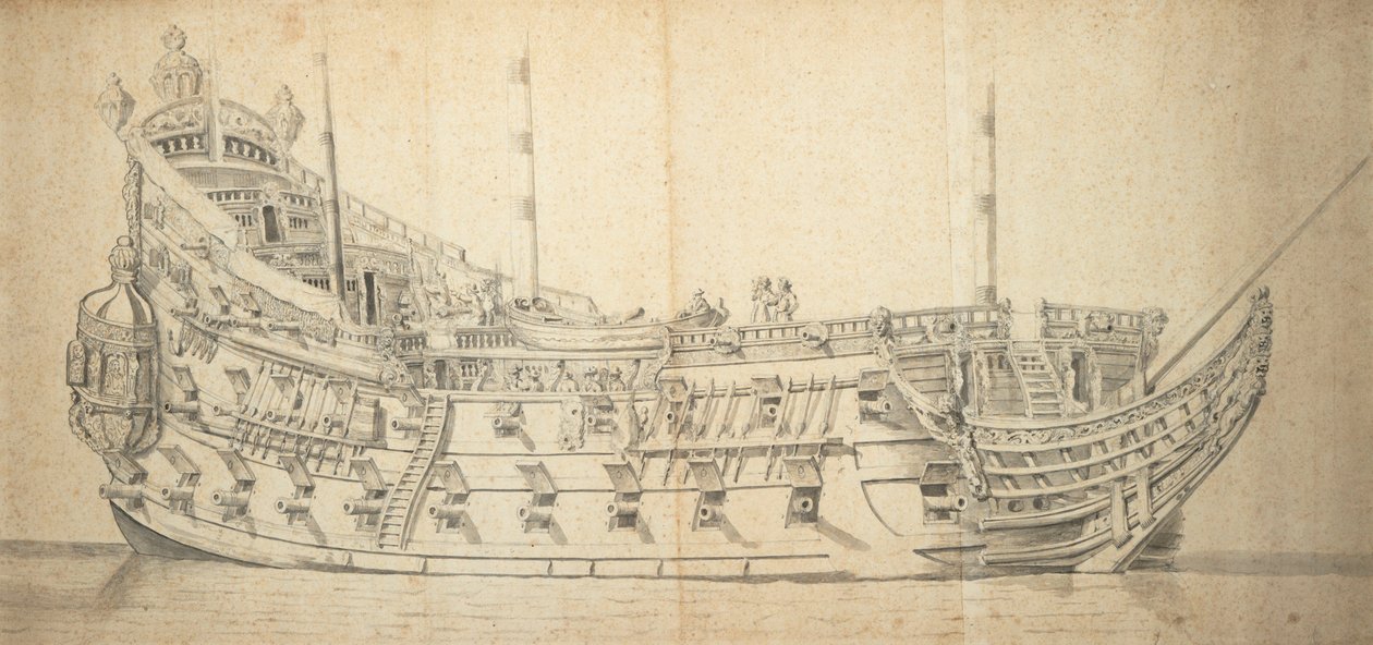 Porträtt av "Tre Foldighed", ca 1659 (grå tvätt) av Willem van de the Elder Velde