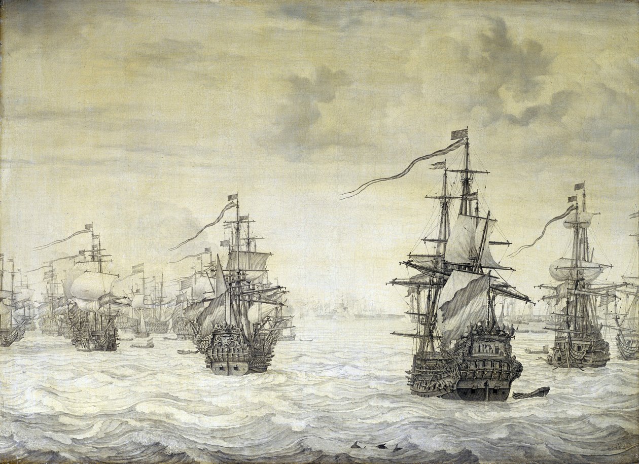 Andra anglo-nederländska kriget (anglo-nederländska) av Willem van de the Elder Velde