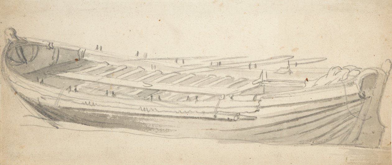Studie av en skeppspråm, ca 1665 (grafit, grå tvätt) av Willem van de the Elder Velde