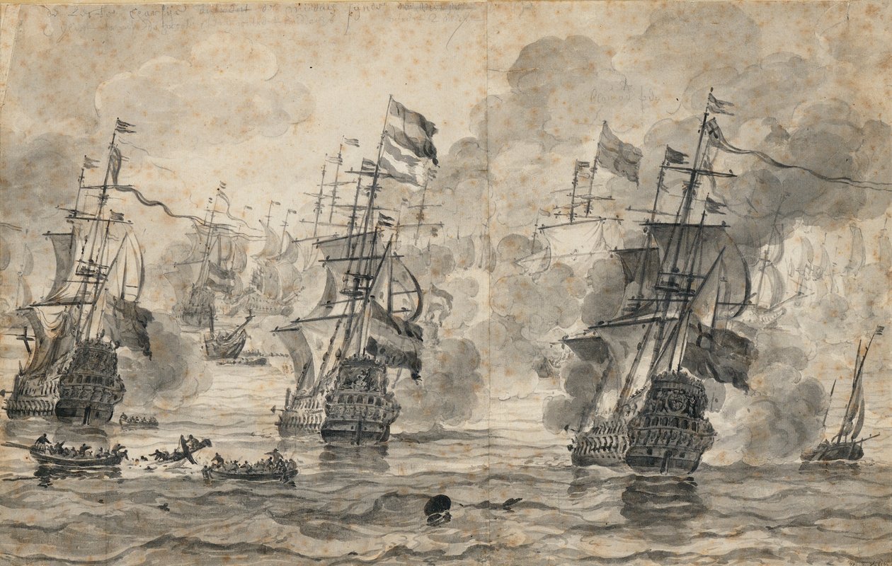 Slaget vid Scheveningen, 31 juli 1653: den sista passagen i slaget av Willem van de the Elder Velde