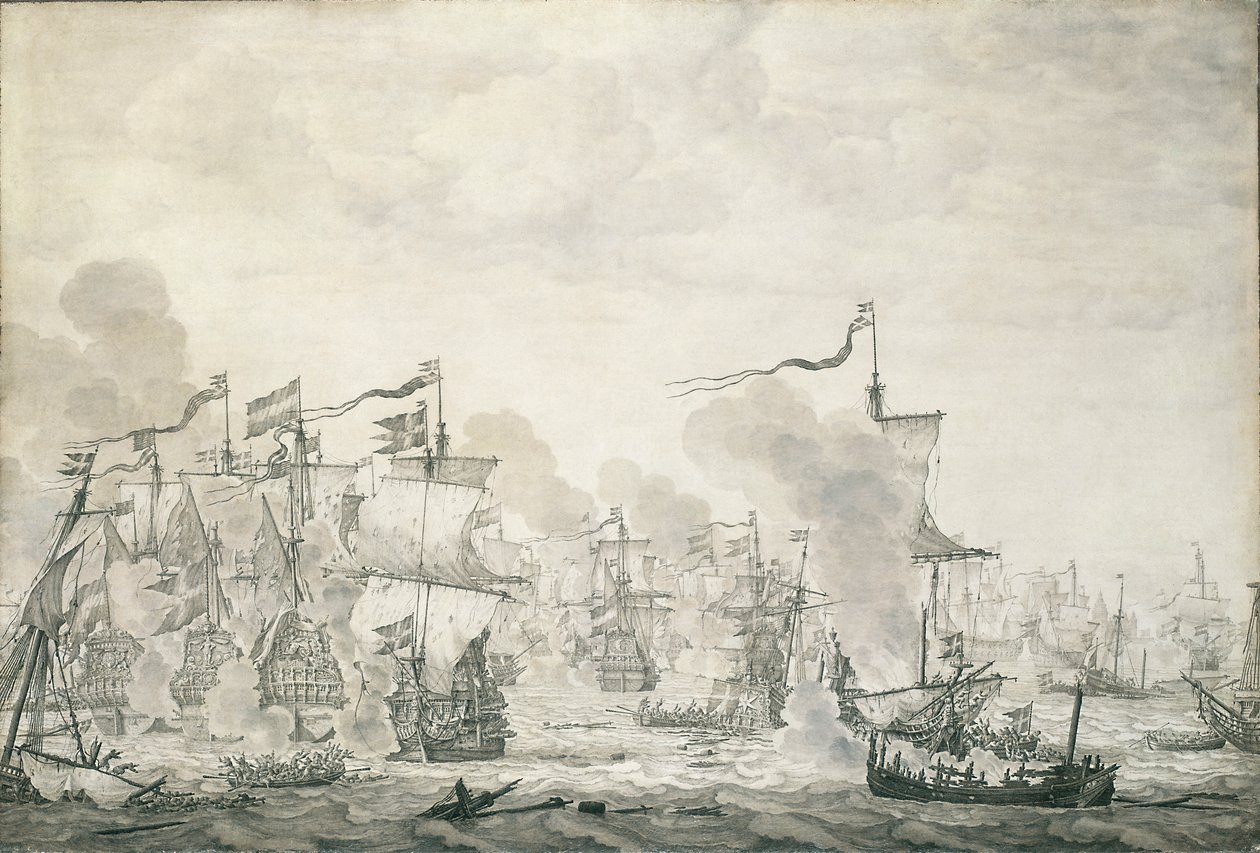 Slaget vid Öresund, 29 oktober - 8 november 1658, ca 1660 (oljemålning) av Willem van de the Elder Velde