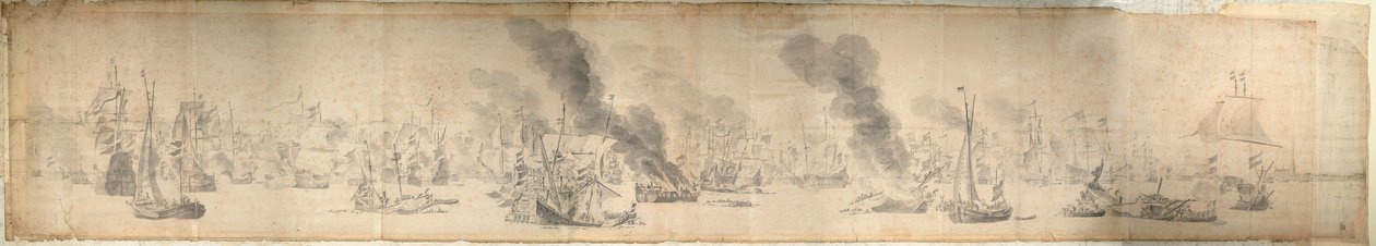 Slaget vid Öresund, 29 oktober 1658, ca 1658 (papper) av Willem van de the Elder Velde