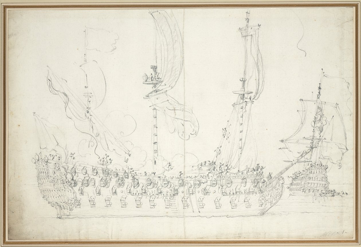 "Duchess" i en lätt bris, ca 1681 (grafit) av Willem van de the Elder Velde