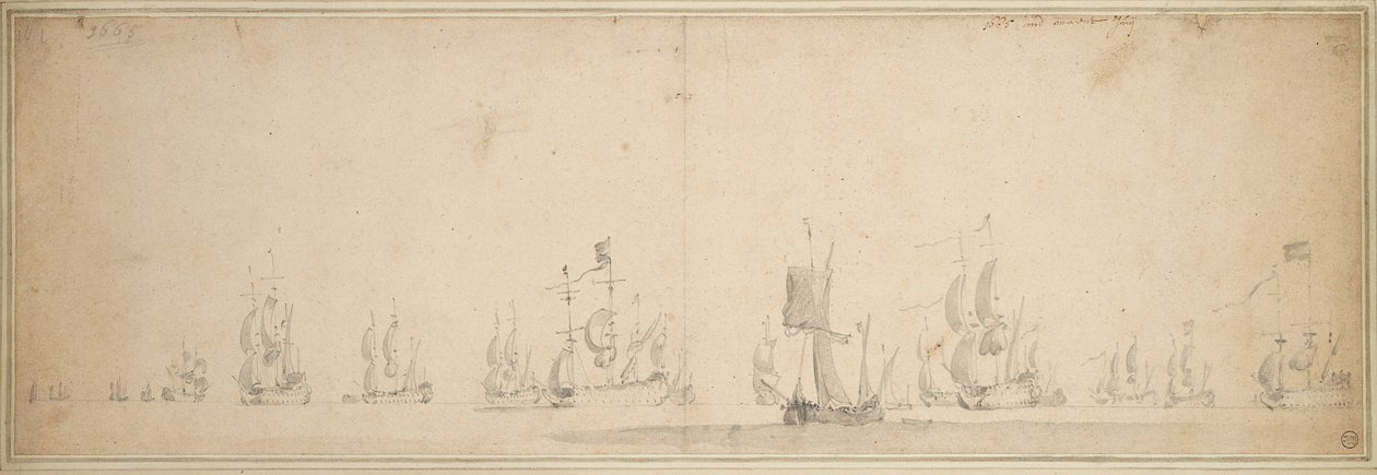 Den nederländska flottan före slaget vid Lowestoft, maj-juni 1665 av Willem van de the Elder Velde