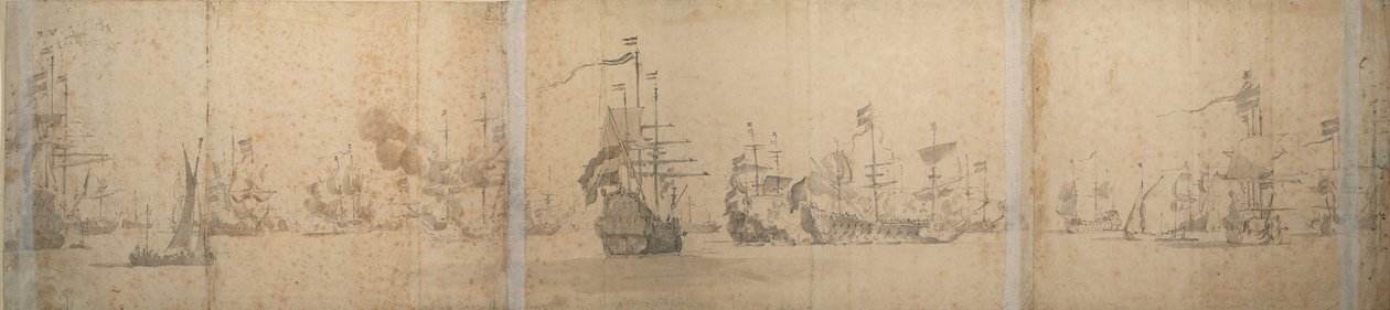 Den holländska flottan utanför Hollands kust November 1664 av Willem van de the Elder Velde