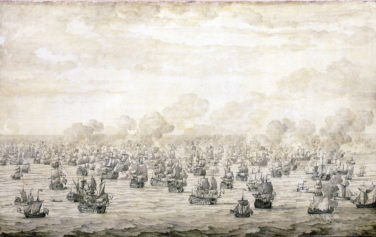 Det första slaget vid Schooneveld, 28 maj 1673 av Willem van de the Elder Velde