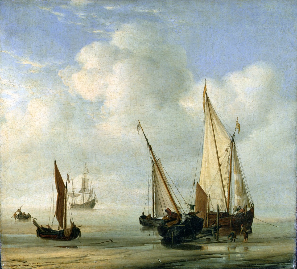 Lugna havet. c.1650 (olja på duk på panel) av Willem van de Velde the Younger