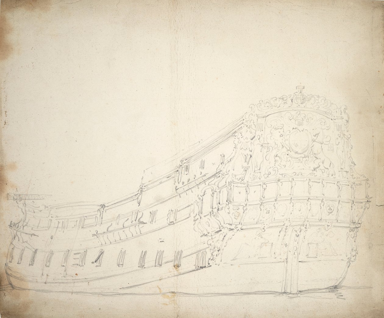 Porträtt av en engelsk fjärdeklassare, ca 1675 (grafit) av Willem van de Velde the Younger