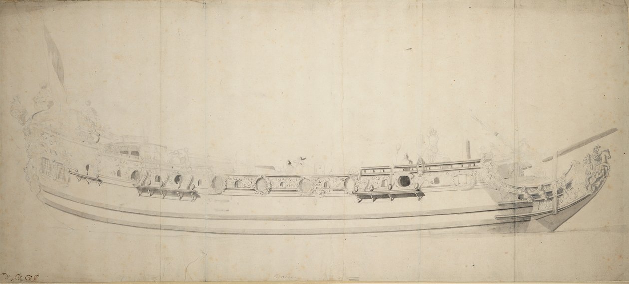 Porträtt av "Saudadoes", ca 1676 (grafit, grå lav) av Willem van de Velde the Younger