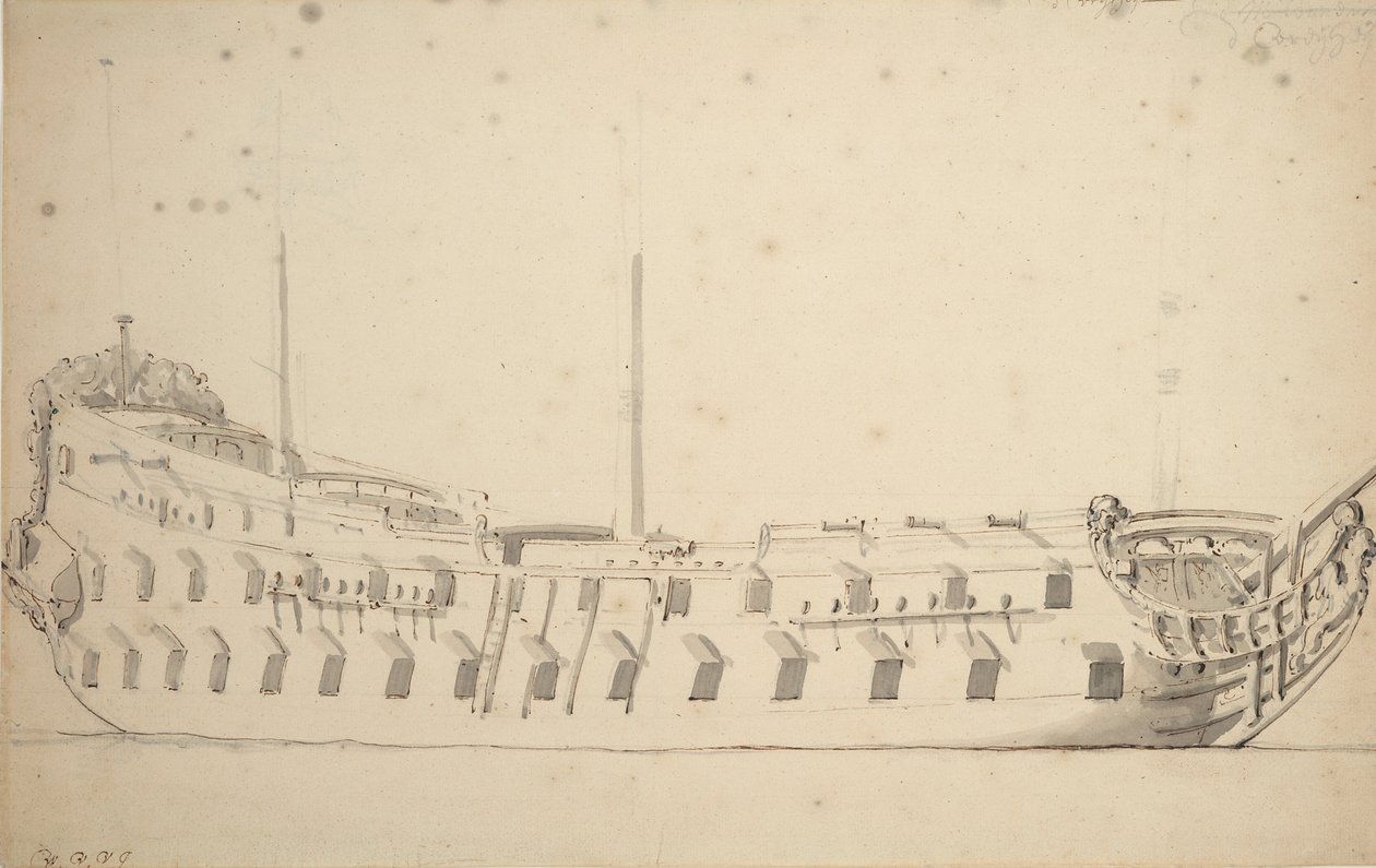 Porträtt av "Vrijheid", ca 1686 (grafit, grå tvätt) av Willem van de Velde the Younger