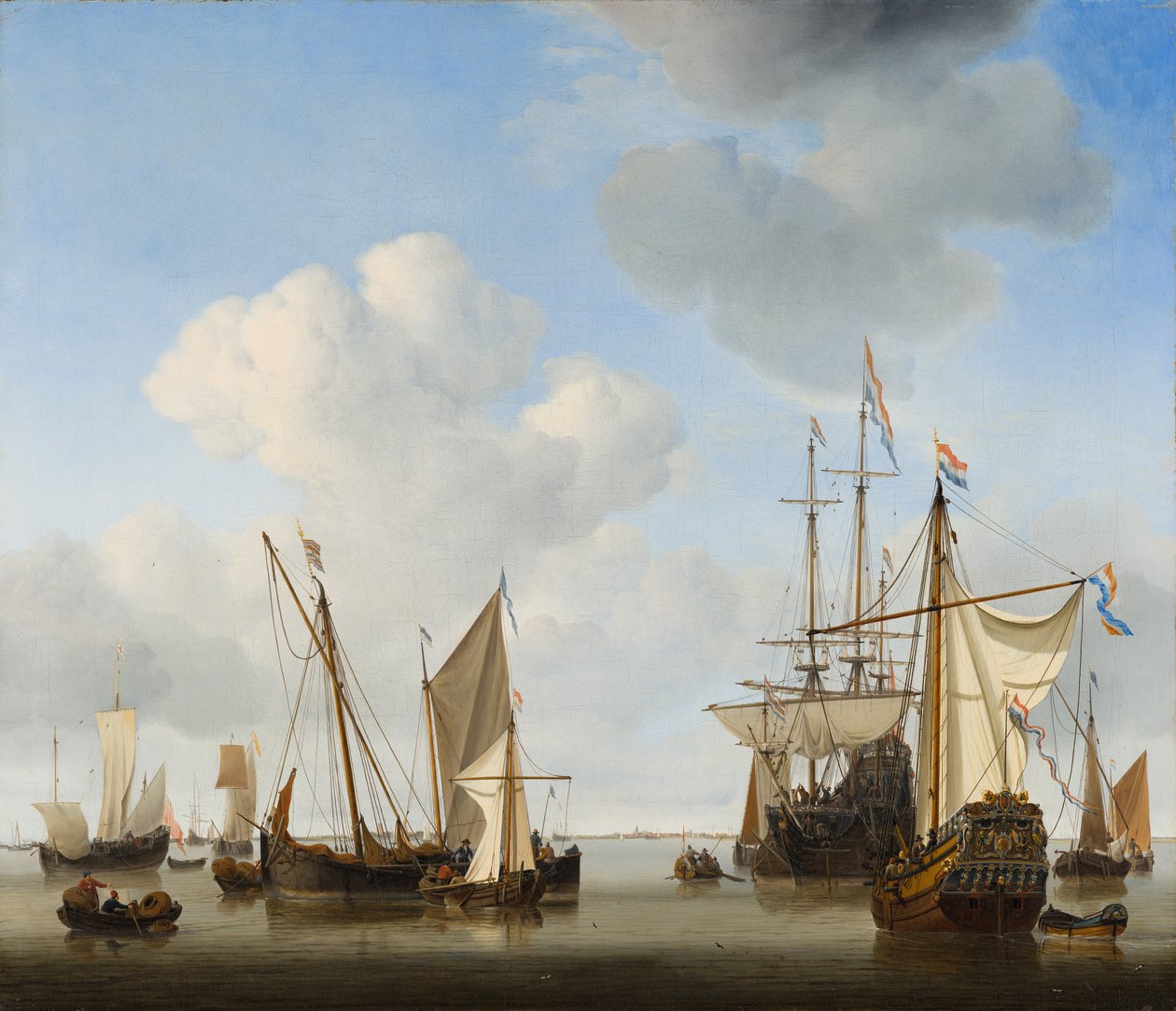 Fartyg på vägarna av Willem van de Velde the Younger