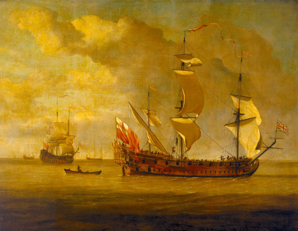 "Charles Galley" i en lätt bris, slutet av 1600-talet (olja på pannå) av Willem van de Velde the Younger