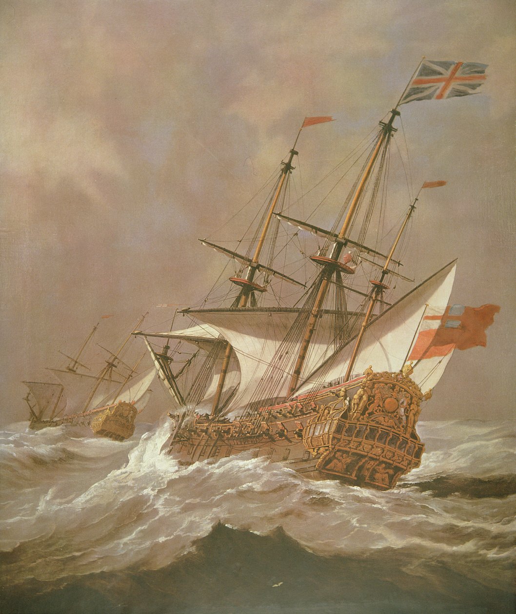The English Ship Resolution in a Gale, ca 1680 (olja på duk) av Willem van de Velde the Younger