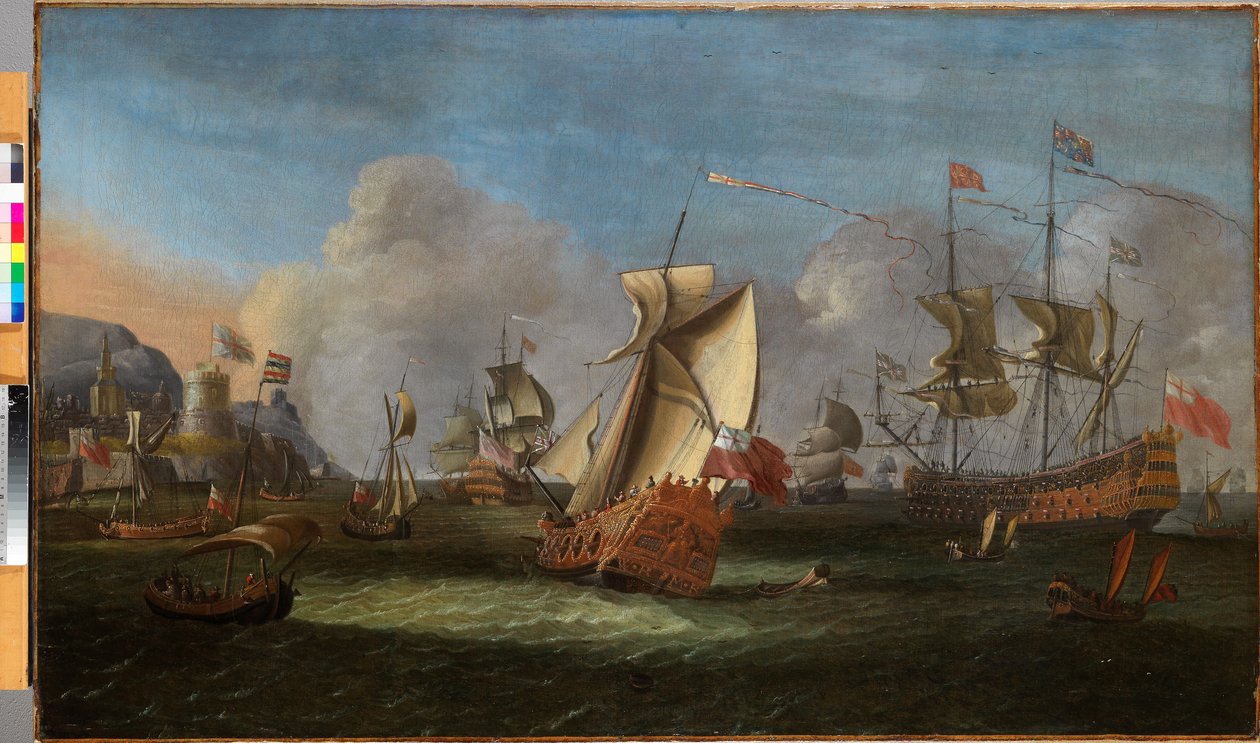 Kung William III utanför Irlands kust, juni 1690 olja på duk av Willem van der Hagen