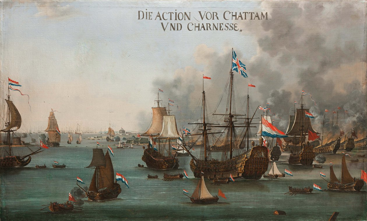 Slaget vid Chatham, ca 1667. av Willem van der Stoop