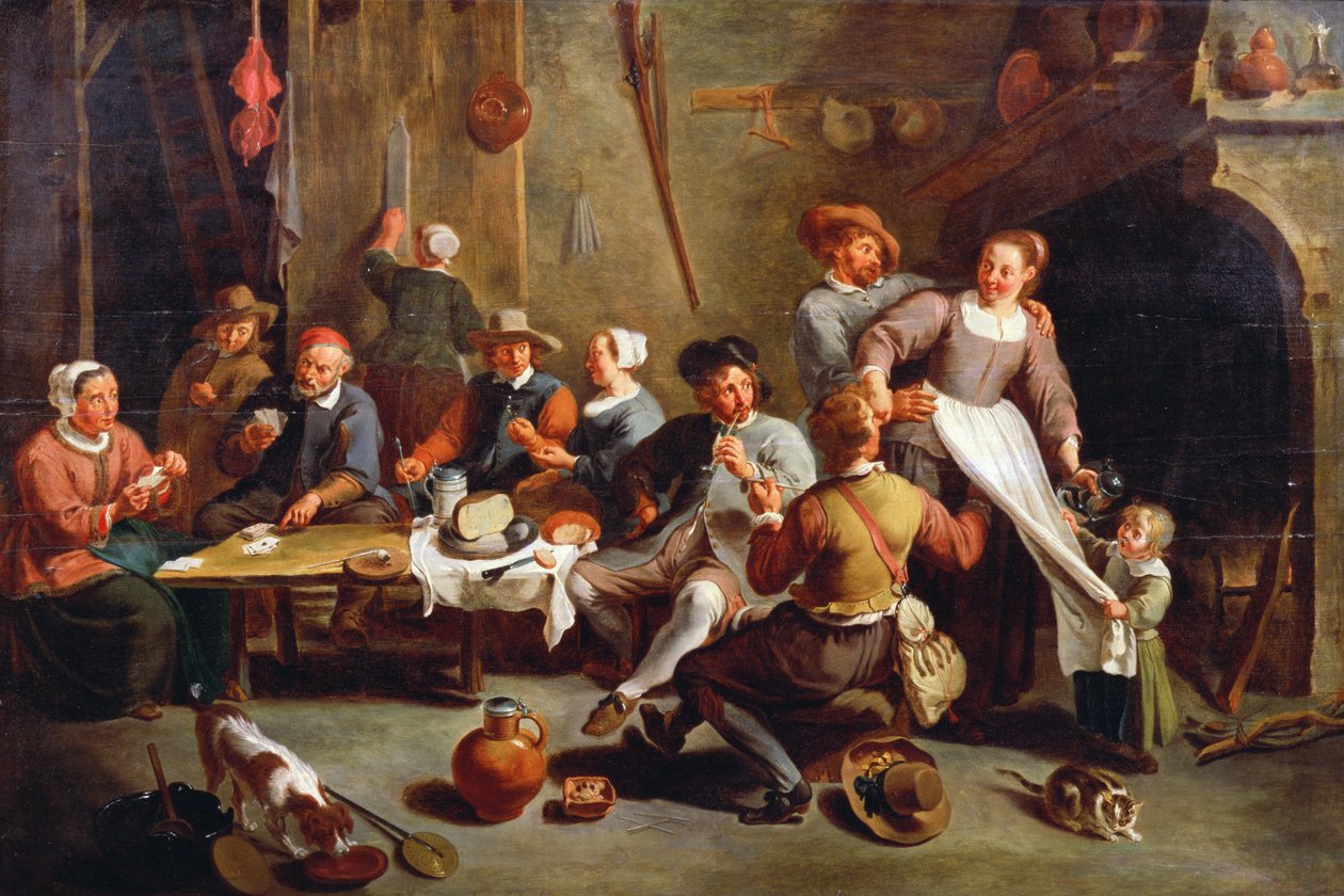 Interiör av ett värdshus med kortspelare av Willem van the Elder Herp