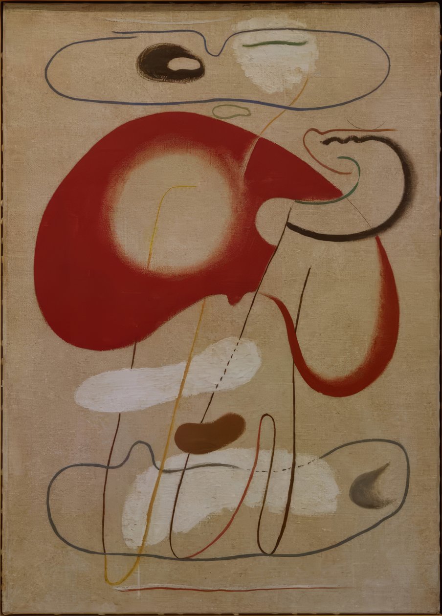 Bild med brun form av Willi Baumeister