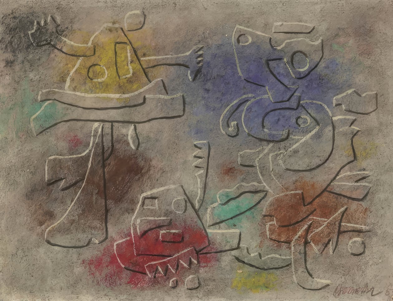 Reliefbild i färg av Willi Baumeister