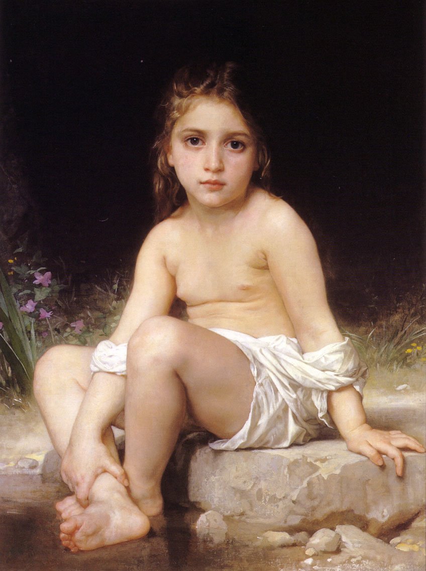 Child at Bath  av William Adolphe Bouguereau