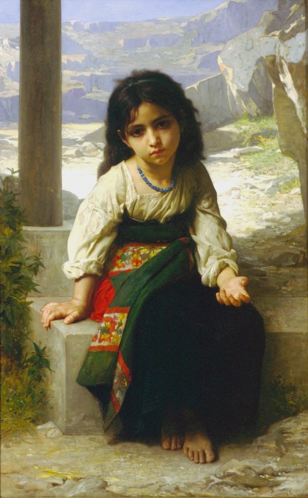 La Petite Mendiante (1880) av William Adolphe Bouguereau