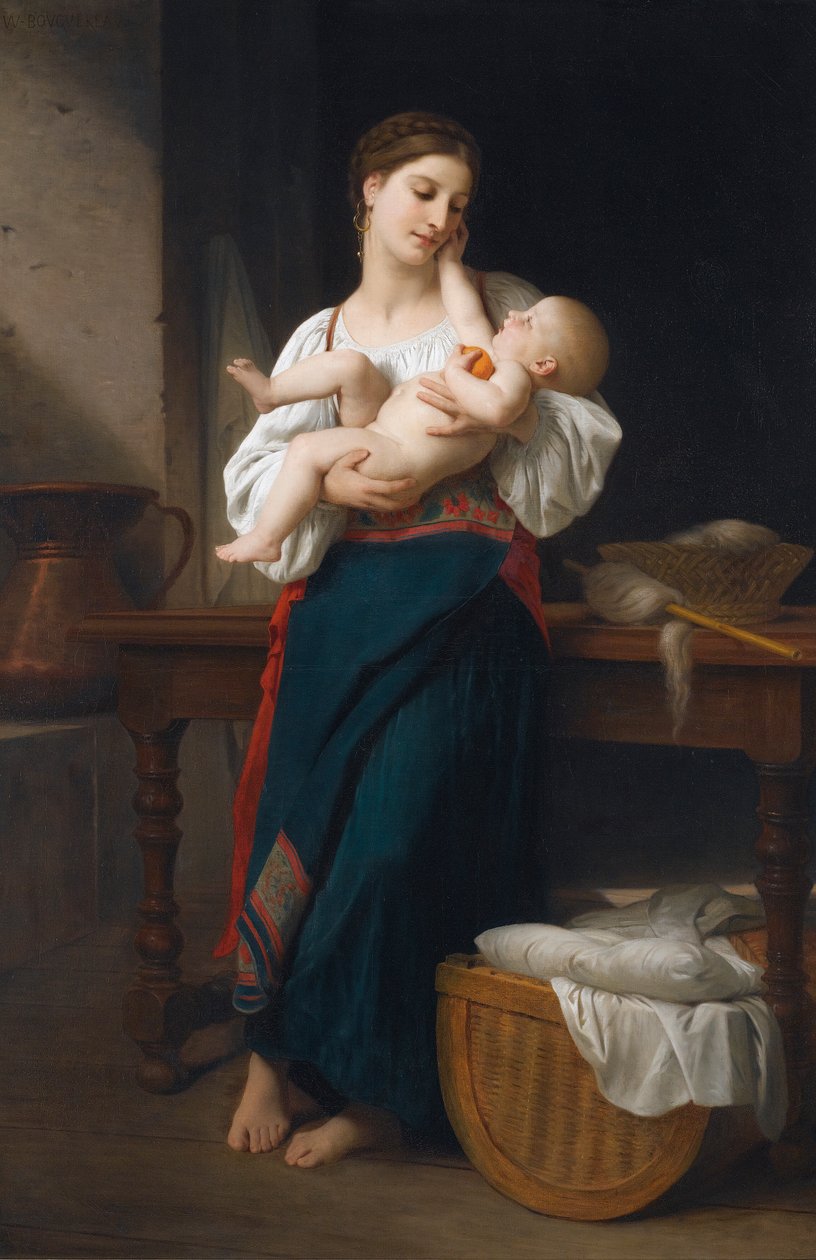 Premières caresse  av William Adolphe Bouguereau