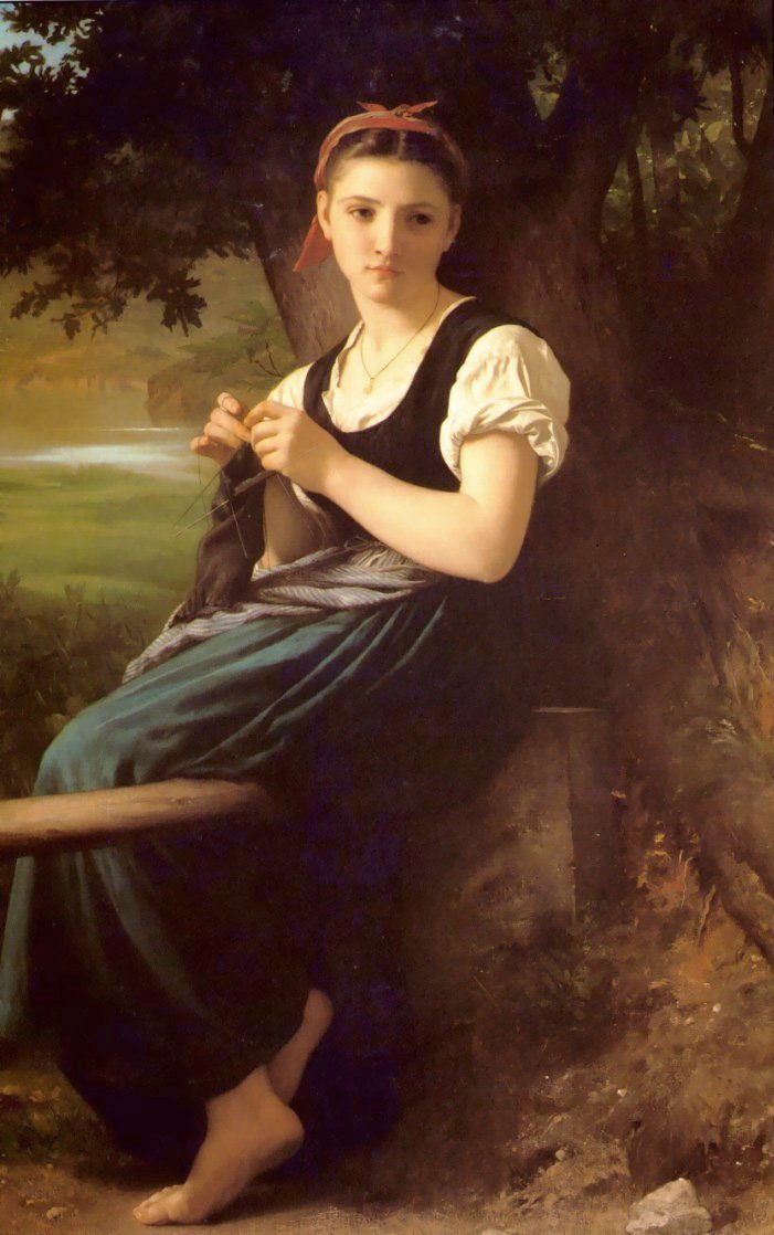 The Knitting Girl av William-Adolphe Bouguereau