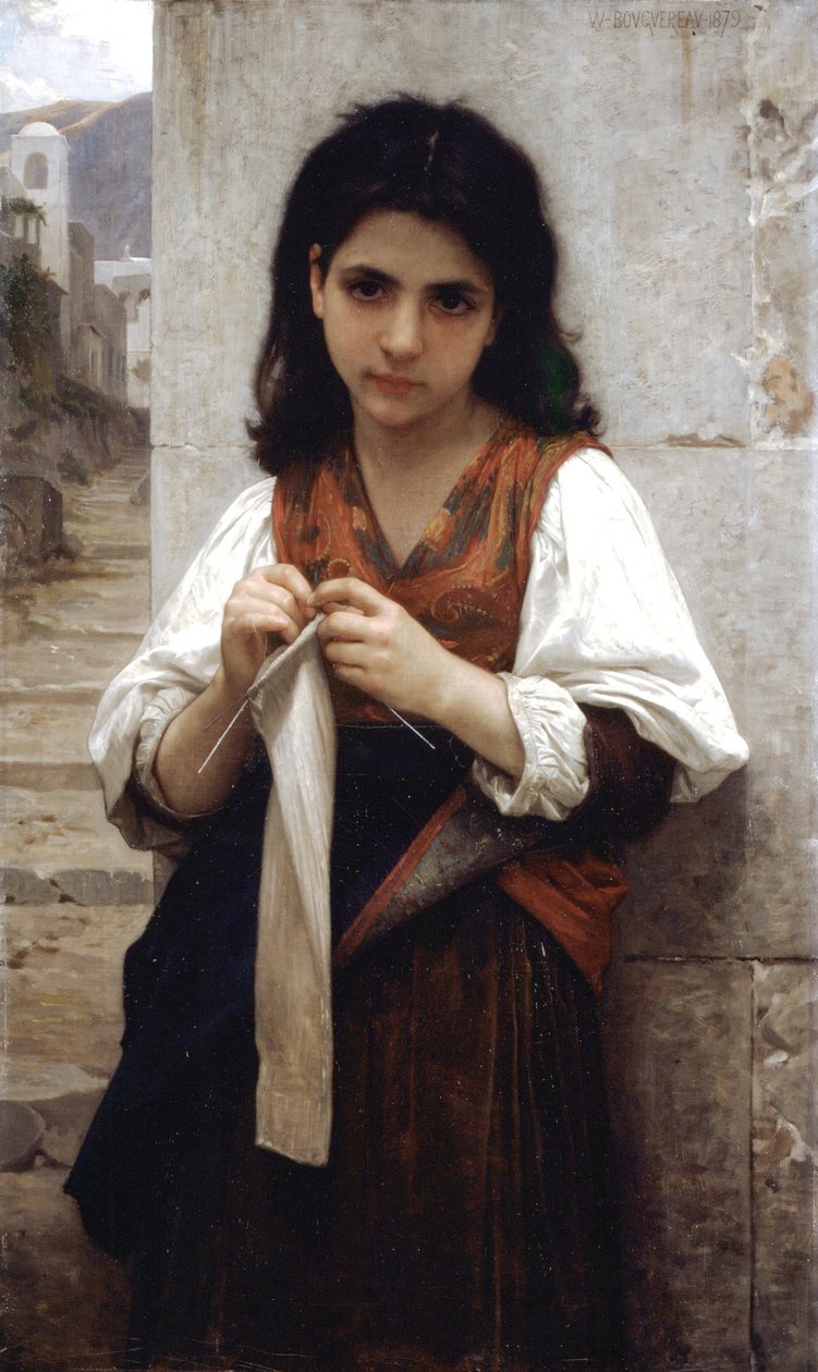 Tricoteuse  av William Adolphe Bouguereau
