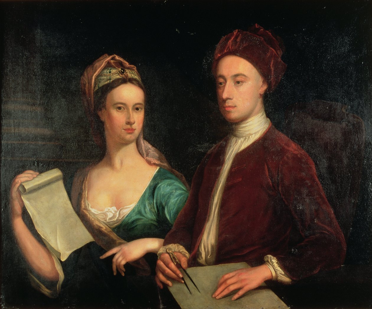 Porträtt av Richard Boyle, 3:e earl av Burlington (1695-1753) och hans hustru Lady Dorothy Savile (1699-1758) 1723 av William Aikman