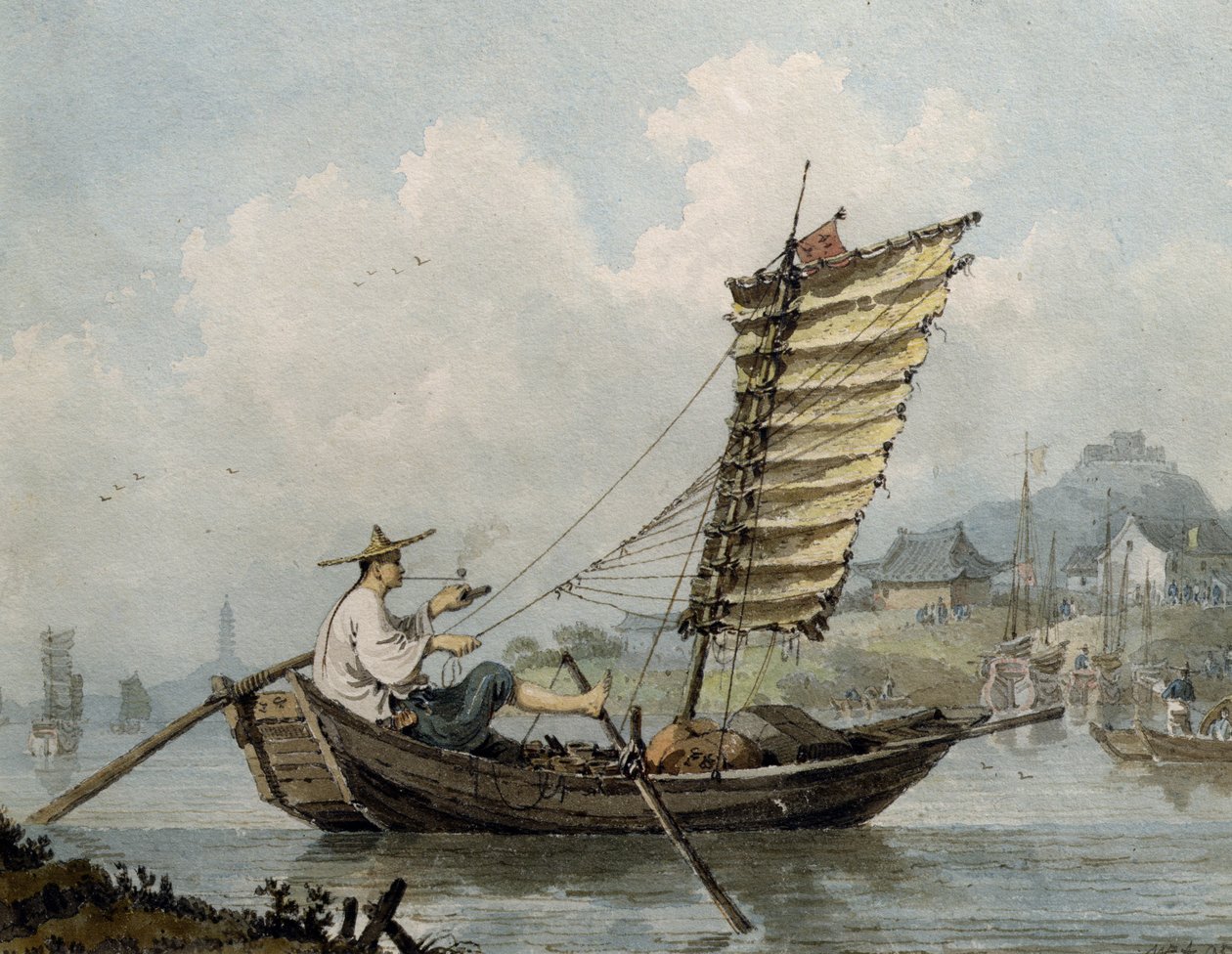 Kinesisk sjöman röker i sitt skräp, 1795 (wc) av William Alexander