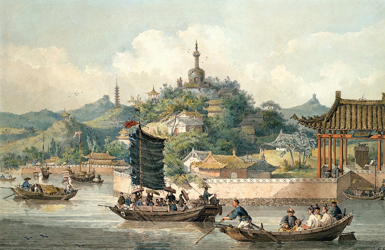 Kejsaren av Kinas trädgårdar, Kejsarpalatset, Peking, 1793 av William Alexander