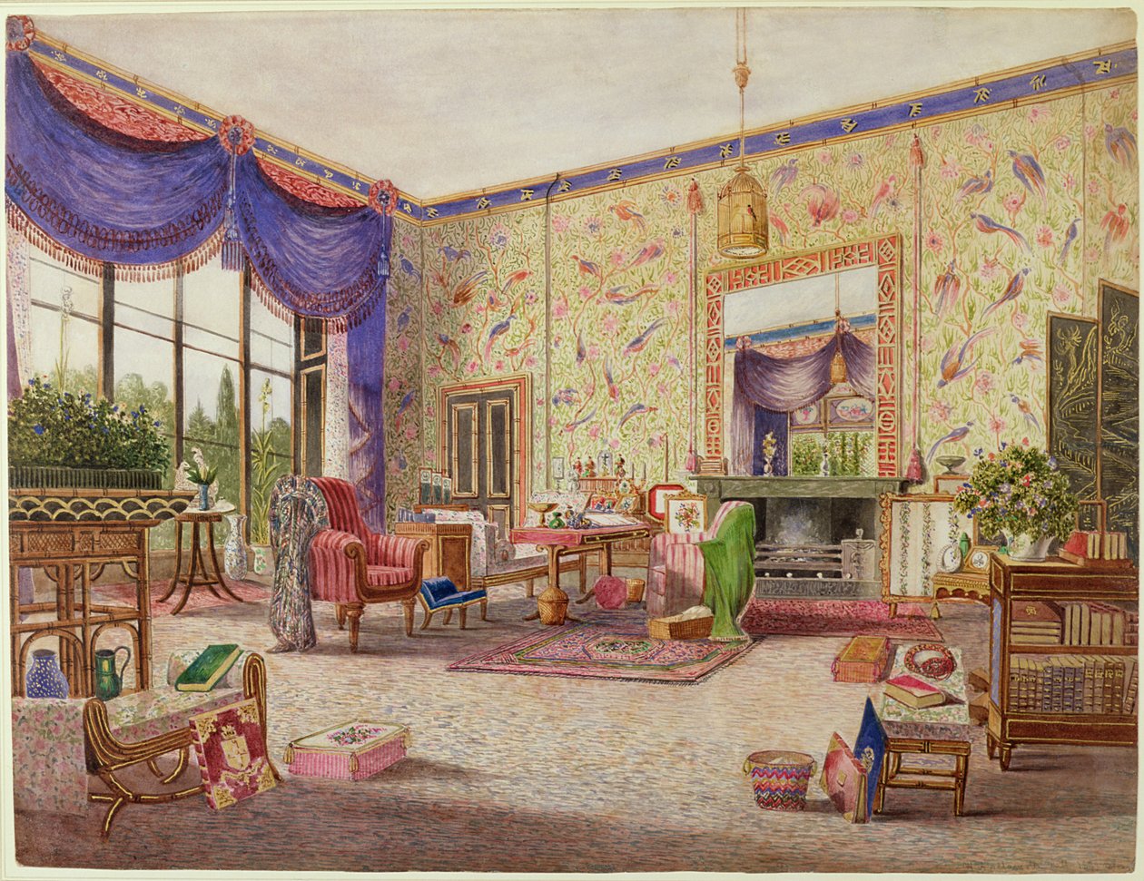 The Chinese Drawing Room, Middleton Park, Oxfordshire, 1839 (se även 43369) av William Alfred Delamotte
