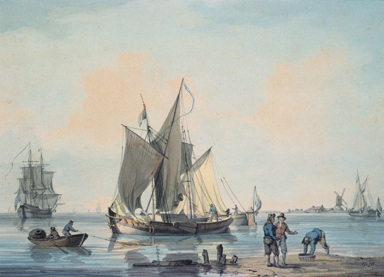 Coast Scene, med frakt och figurer av William Anderson