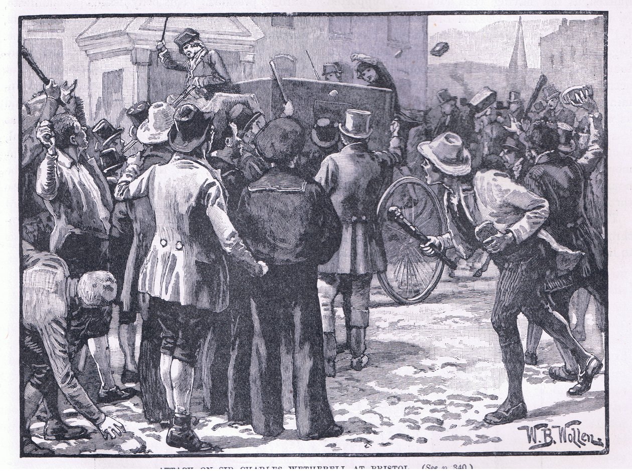 Attack på Sir Charles Wetherell vid Bristol AD 1831 av William Barnes Wollen