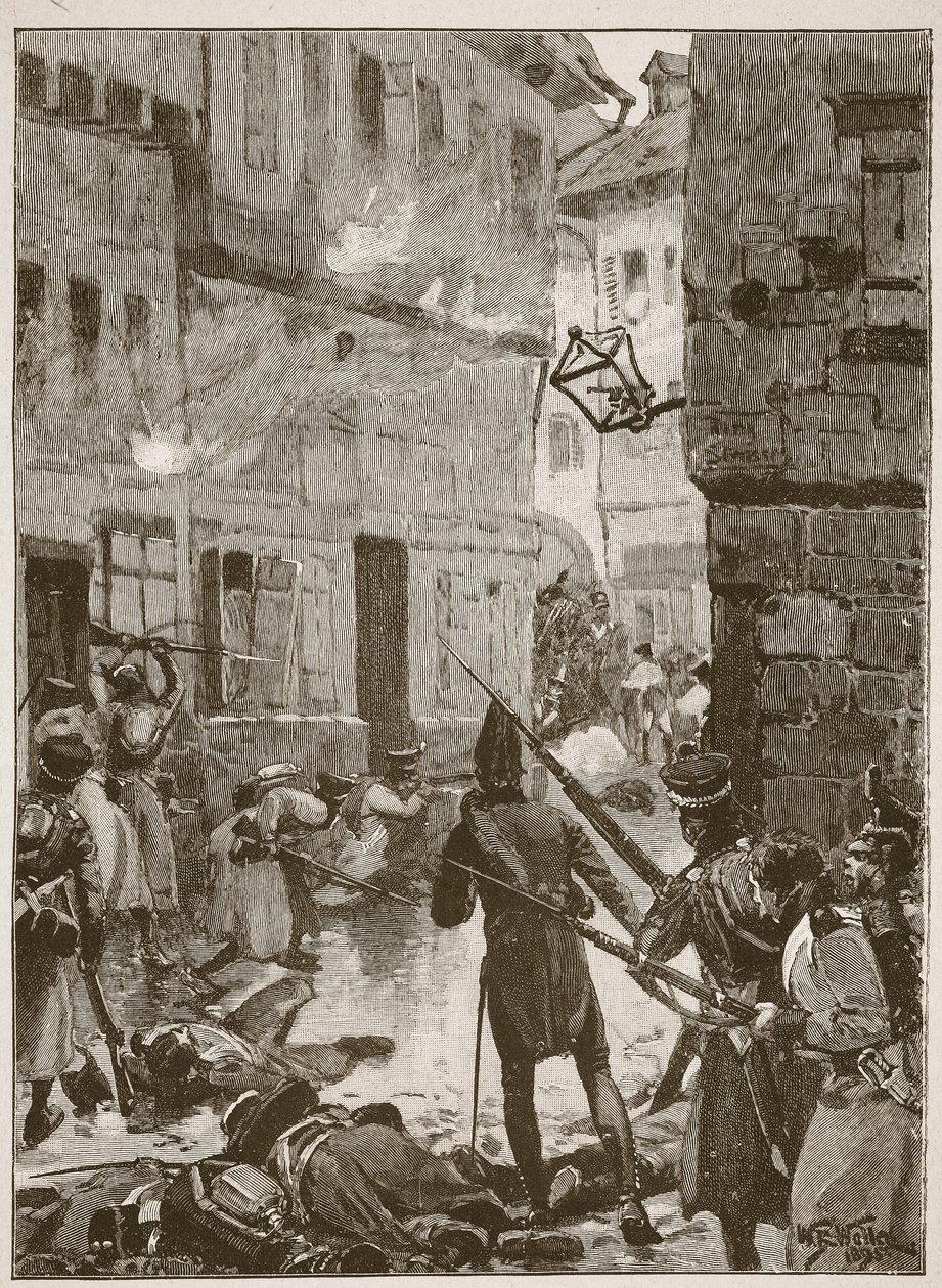 Men fransmännen fortsatte ändå att göra ett hjältemodigt motstånd, illustration från "Battles of the Nineteenth Century" av Archibald Forbes, G.A. Henty och major Arthur Griffiths. av William Barnes Wollen