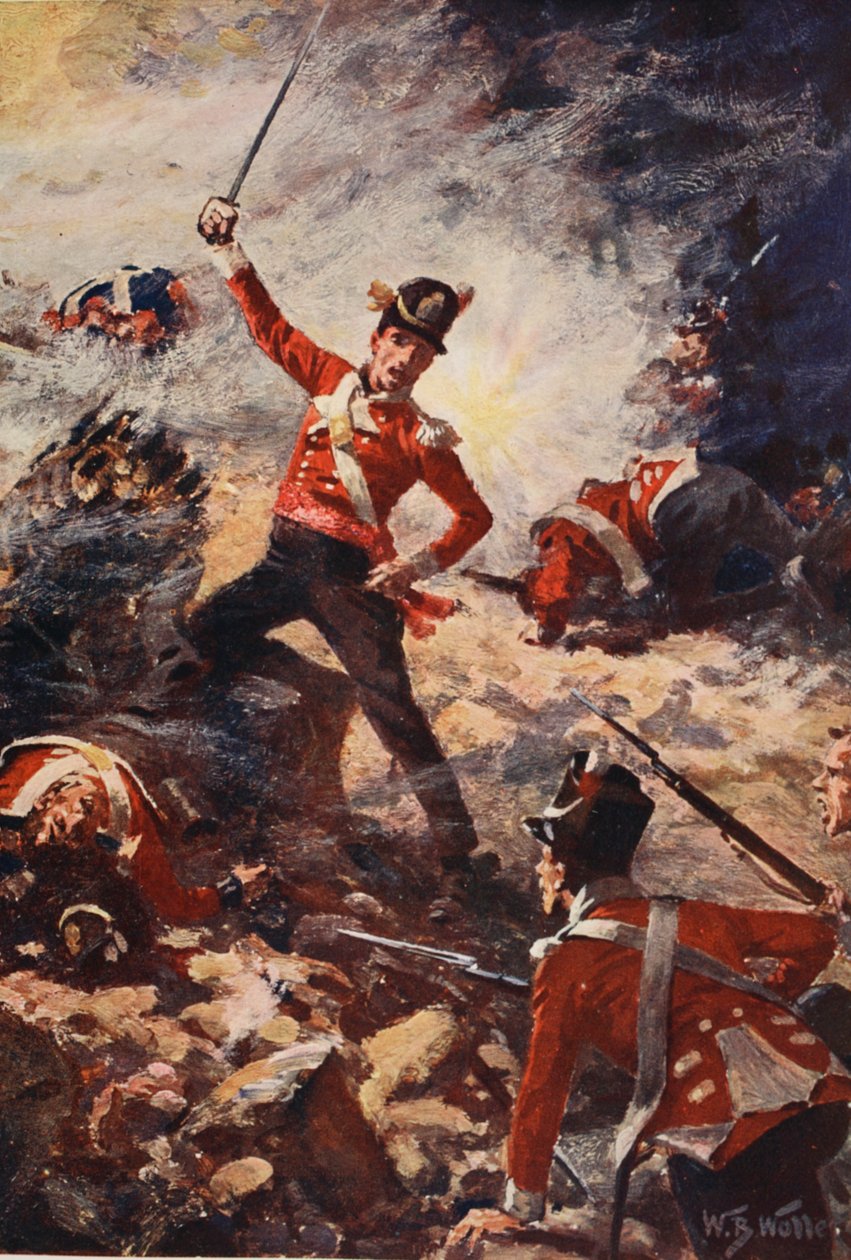 Colin Campbell leder det övergivna hoppet i San Sebastian, illustration från "Battles of the Nineteenth Century" av Archibald Forbes, G.A. Henty och major Arthur Griffiths av William Barnes Wollen