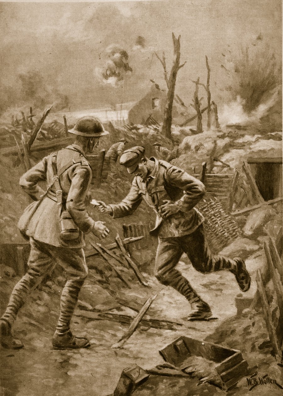"Trogen till döden": Sårad brittisk löpare dör när han levererar sitt budskap, 1914-19 av William Barnes Wollen