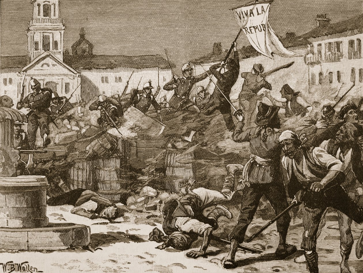 Gatustrider i Malaga, 1869, illustration från Cassell