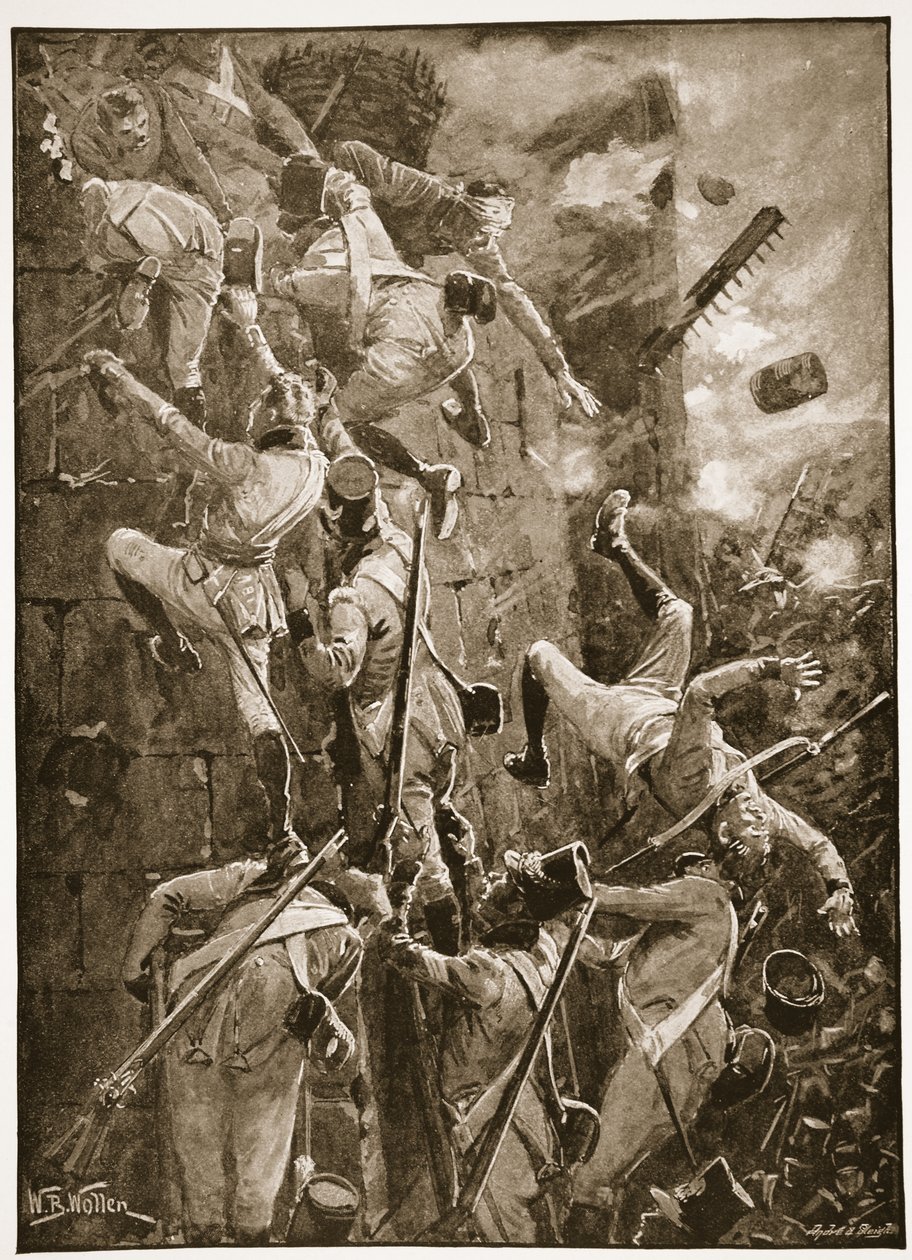 5:e divisionen stormar förbi San Vincentes vallar, illustration från "Battles of the Nineteenth Century" av Archibald Forbes, G.A. Henty och major Arthur Griffiths av William Barnes Wollen